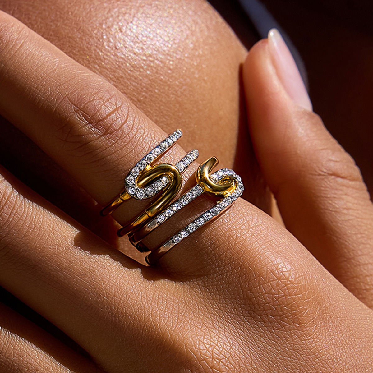 Two Tone Adjustable Rings Gold and Silver Stainless Steel Jewelry Wholesale Non Tarnish Fashion Rings